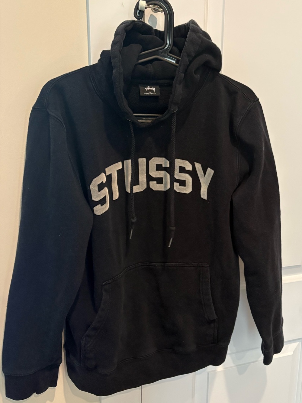 Stussy Black Hoodie with White/Gray Arch Logo